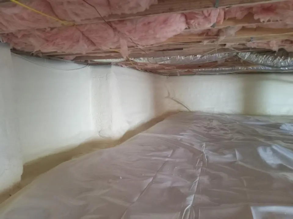 Crawl space encapsulation with closed-cell spray foam for Roof Maintenance in Tiverton
